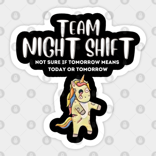 Night Shift Team - Zombie Unicorn! Sticker by Barts Arts